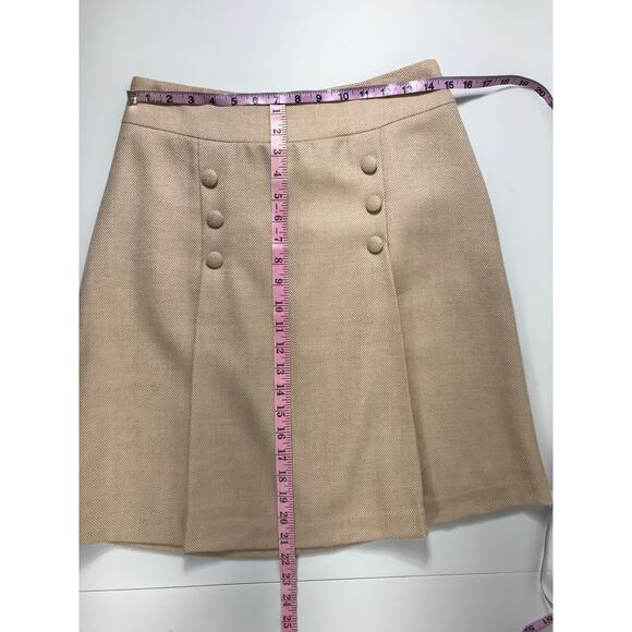 New J. McLaughlin Women's 8 Tan Herringbone Wool Sail Skirt Office Timeless - Picture 10 of 10